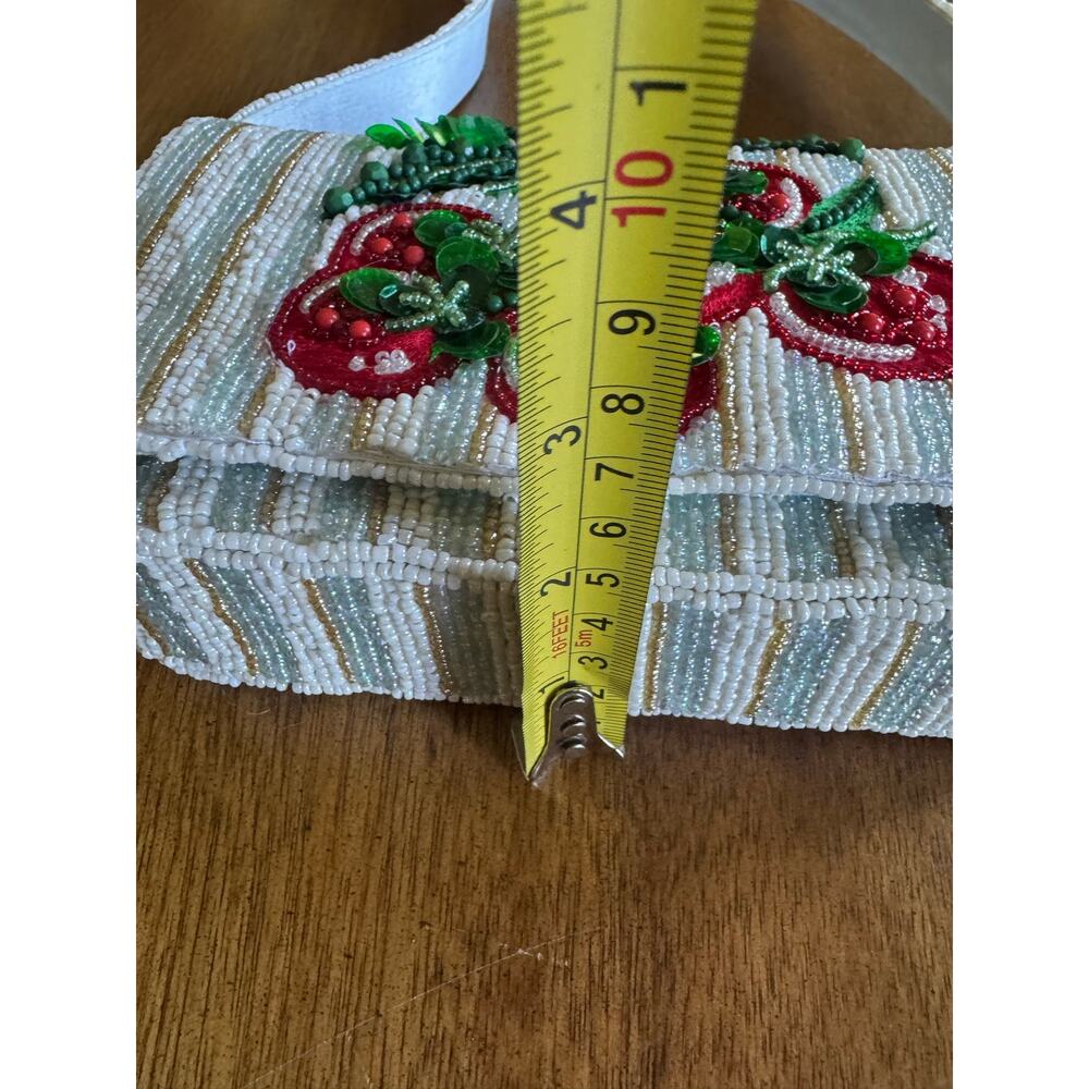NWT Viral Tomato Beaded Baguette Purse Handmade India - Picture 8 of 10